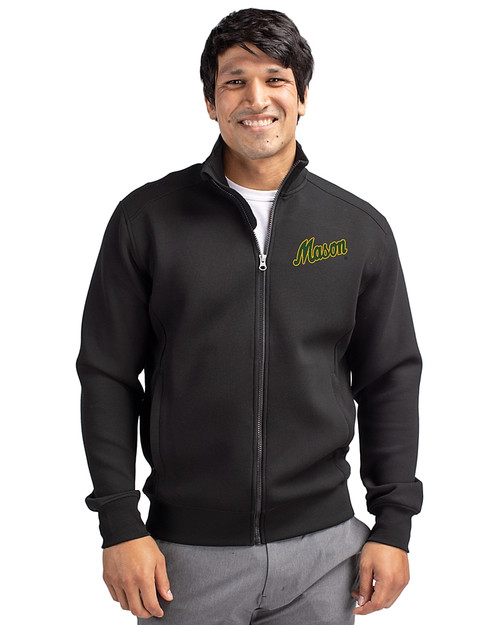George Mason Patriots College Vault Cutter & Buck Roam Epic Versatility Recycled Full Zip Mens Jacket Black Front