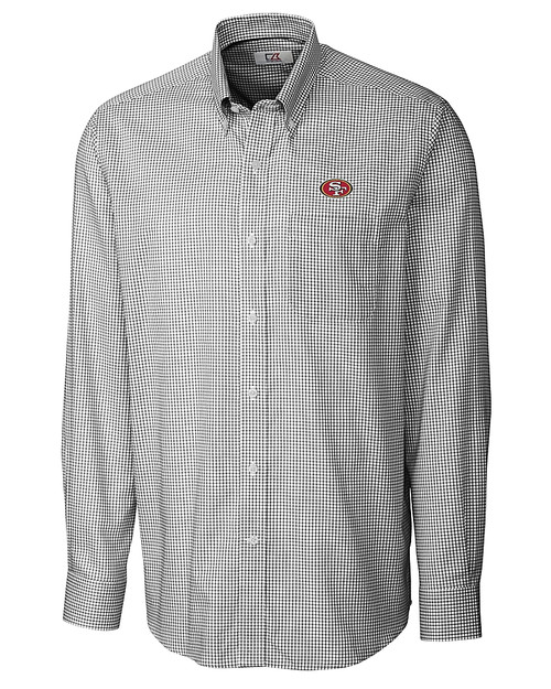 San Francisco 49ers Cutter & Buck Mens Long Sleeve Epic Easy Care Tattersall Black Mannequin