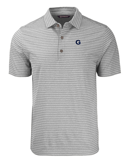 Georgetown Hoyas Cutter & Buck Forge Eco Heather Stripe Stretch Recycled Mens Polo EGH_MANN_HG 