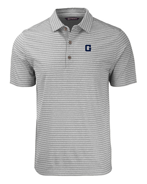 Georgetown Hoyas College Vault Cutter & Buck Forge Eco Heather Stripe Stretch Recycled Mens Polo EGH_MANN_HG 