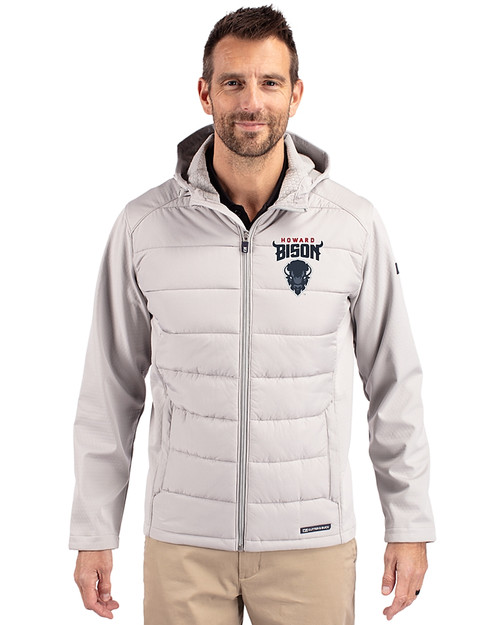 Howard Bison Cutter & Buck Evoke Recycled Honeycomb Fleece Mens Hybrid Full Zip Jacket CONCRETE Front