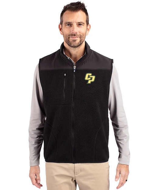 Cal Poly Mustangs Cutter & Buck Cascade Eco Fleece Mens Vest Black Front