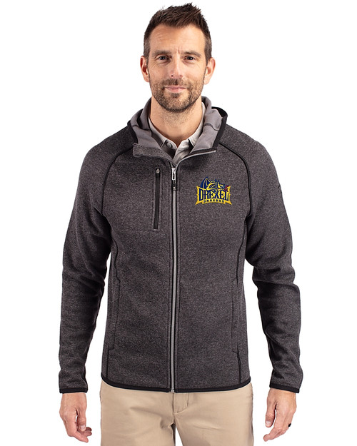 Drexel Dragons Cutter & Buck Mainsail Full Zip Hooded Mens Jacket Charcoal Heather Front