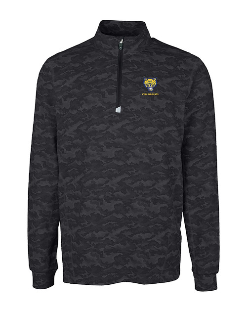 Fort Valley State Wildcats Cutter & Buck Traverse Stretch Eco Camo Print Quarter Zip Mens Big and Tall Pullover BL_MANN_HG 