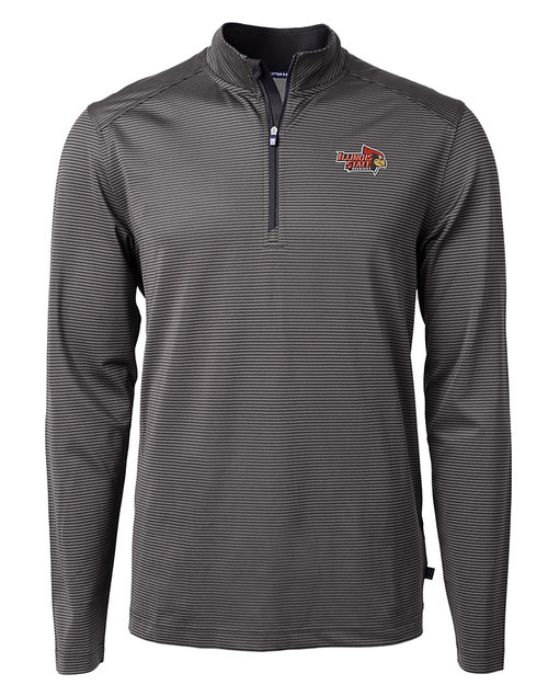 Illinois State Redbirds Cutter & Buck Virtue Eco Pique Micro Stripe Recycled Mens Quarter Zip BLEG_MANN_HG 