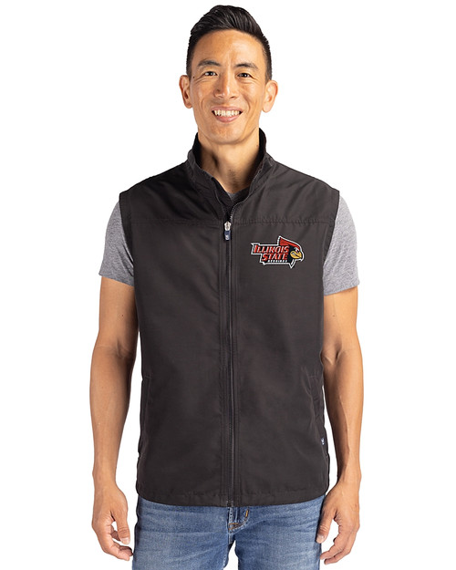 Illinois State Redbirds Cutter & Buck Charter Eco Full-Zip Mens Big & Tall Vest Black Front
