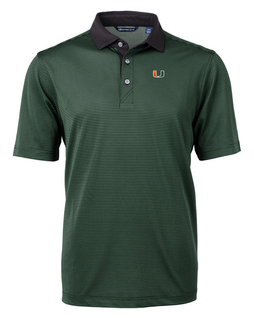 Miami Hurricanes Cutter & Buck Virtue Eco Pique Micro Stripe Recycled Mens Polo HTBL_MANN_HG 1