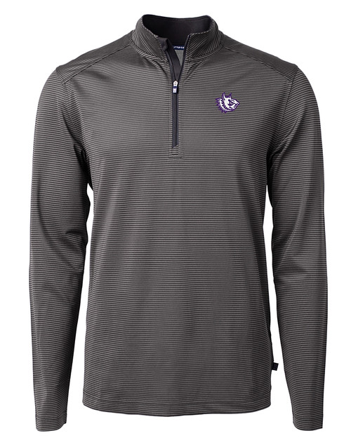 Texas Christian Horned Frogs College Vault Cutter & Buck Virtue Eco Pique Micro Stripe Recycled Mens Quarter Zip BLEG_MANN_HG 