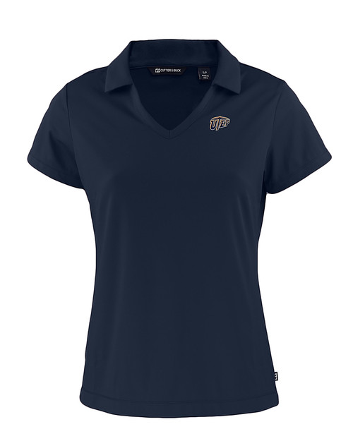 Texas El Paso Miners Cutter & Buck Daybreak Eco Recycled Womens V-neck Polo Navy Blue Mannequin