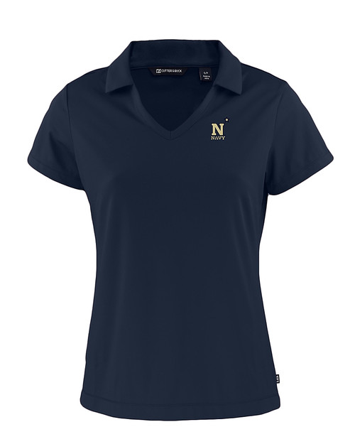 Navy Midshipmen Cutter & Buck Daybreak Eco Recycled Womens V-neck Polo Navy Blue Mannequin