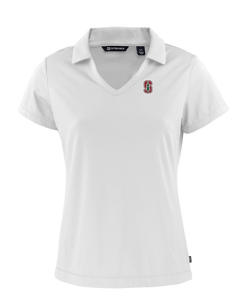 Stanford Cardinal - Cutter & Buck Daybreak Eco Recycled Womens V-neck Polo White Mannequin