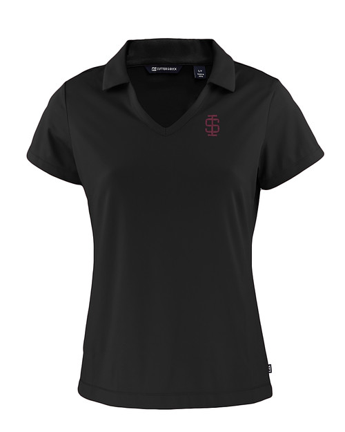 Southern Illinois Salukis College Vault Cutter & Buck Daybreak Eco Recycled Womens V-neck Polo Black Mannequin