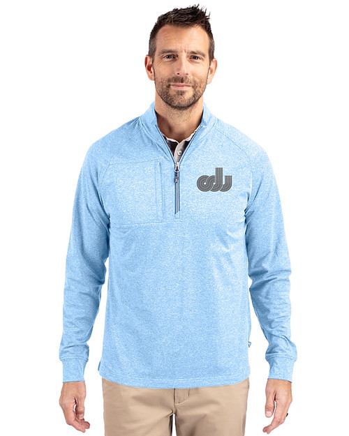 Old Dominion Monarchs College Vault Cutter & Buck Adapt Eco Knit Heather Mens Quarter Zip Pullover Atlas Heather Front