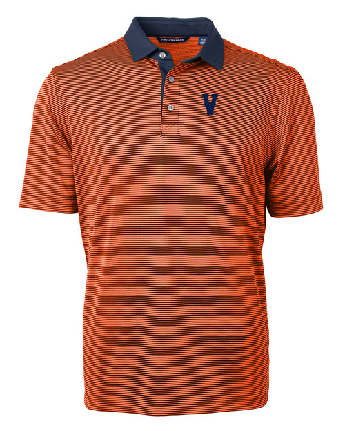 Virginia Hoos College Vault Cutter & Buck Virtue Eco Pique Micro Stripe Recycled Mens Polo CLON_MANN_HG 1