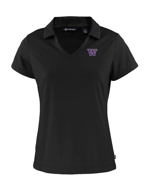 Washington Huskies Cutter & Buck Daybreak Eco Recycled Womens V-neck Polo Black Mannequin