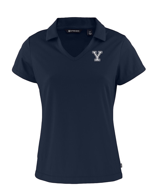 Yale Bulldogs Cutter & Buck Daybreak Eco Recycled Womens V-neck Polo Navy Blue Mannequin
