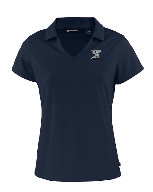 Xavier Musketeers Cutter & Buck Daybreak Recycled Womens V-Neck Polo Navy Blue Mannequin