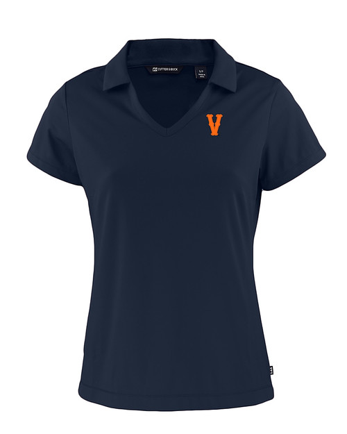 Virginia Hoos College Vault Cutter & Buck Daybreak Eco Recycled Womens V-neck Polo Navy Blue Mannequin