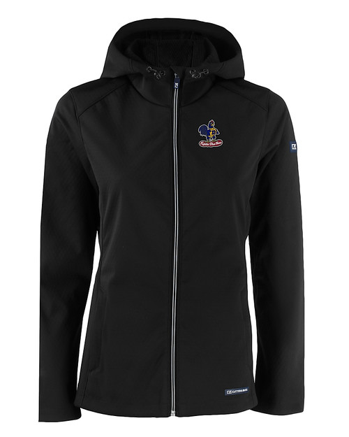 Delaware Fightin' Blue Hens College Vault Cutter & Buck Evoke Softshell Recycled Full Zip Womens Jacket BL_MANN_HG 