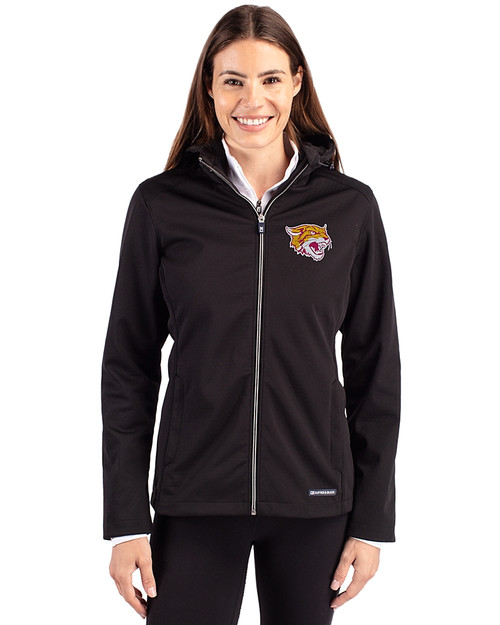Bethune-Cookman Wildcats Cutter & Buck Evoke Softshell Recycled Full Zip Womens Jacket Black Front