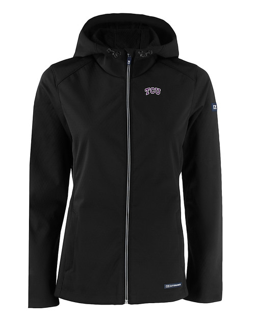 TCU Horned Frogs Cutter & Buck Evoke Softshell Recycled Full Zip Womens Jacket BL_MANN_HG 