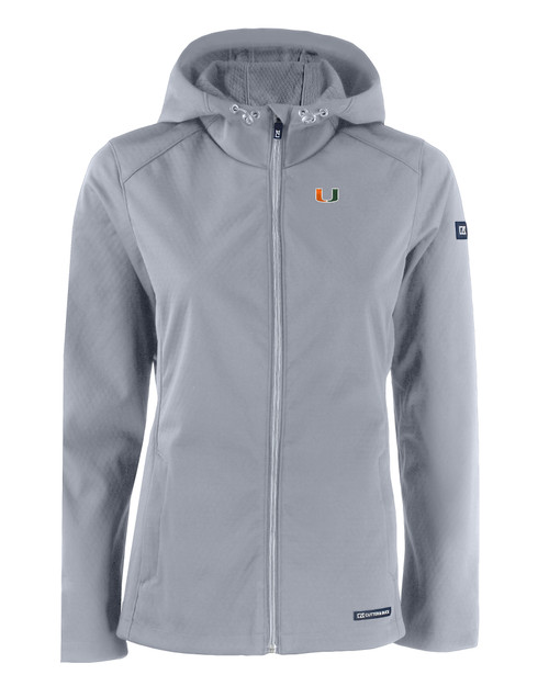 Miami Hurricanes Cutter & Buck Evoke Eco Softshell Recycled Full Zip Womens Jacket CNC_MANN_HG 1