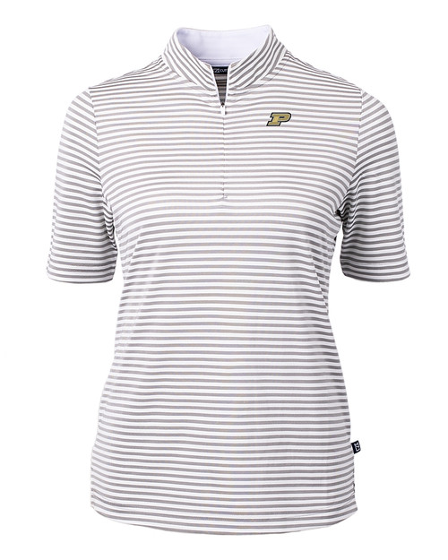 Purdue Boilermakers Cutter & Buck Virtue Eco Pique Stripe Recycled Womens Top POL_MANN_HG 