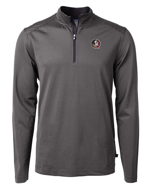 Florida State Seminoles Cutter & Buck Virtue Eco Pique Micro Stripe Recycled Mens Big & Tall Quarter Zip BLEG_MANN_HG 