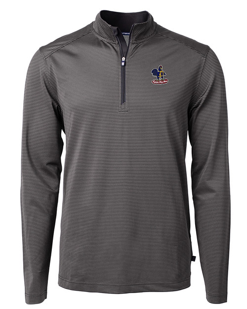 Delaware Fightin' Blue Hens College Vault Cutter & Buck Virtue Eco Pique Micro Stripe Recycled Mens Big & Tall Quarter Zip BLEG_MANN_HG 