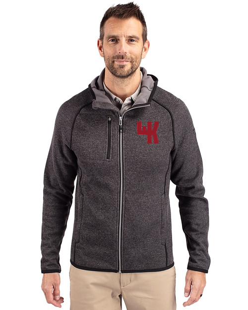 Western Kentucky Hilltoppers College Vault Cutter & Buck Mainsail Full Zip Hooded Mens Jacket Charcoal Heather Front