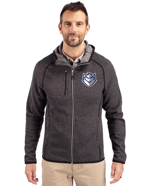 Saint Louis Billikens Cutter & Buck Mainsail Full Zip Hooded Mens Jacket Charcoal Heather Front