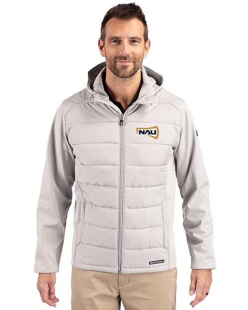 Northern Arizona Lumberjacks Cutter & Buck Evoke Recycled Honeycomb Fleece Mens Hybrid Full Zip Jacket CONCRETE Front