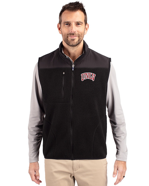 UNLV Rebels Cutter & Buck Cascade Eco Fleece Mens Vest Black Front