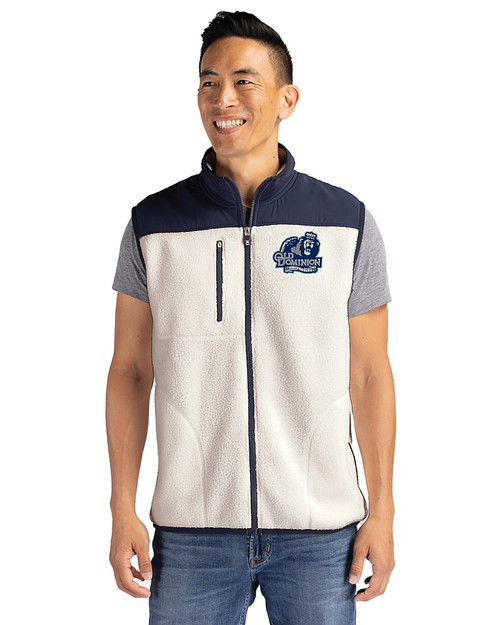 Old Dominion Monarchs College Vault - Cutter & Buck Cascade Eco Fleece Mens Vest Shell/Navy Blue Front