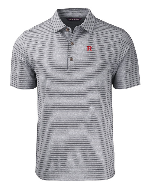 Rutgers Scarlet Knights Cutter & Buck Forge Eco Heather Stripe Stretch Recycled Mens Big & Tall Polo BLH_MANN_HG 