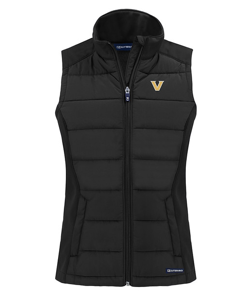 Vanderbilt Commodores Cutter & Buck Evoke Hybrid Softshell Recycled Womens Full Zip Vest BL_MANN_HG 