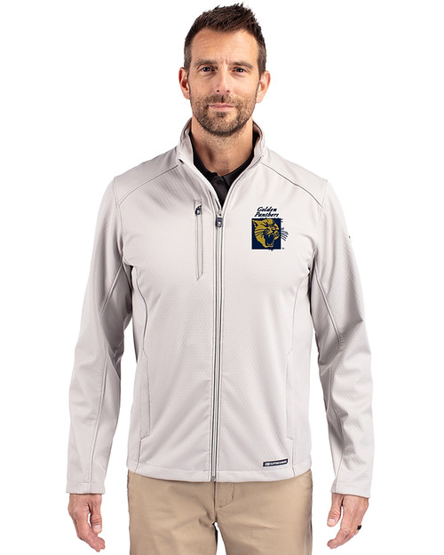 FIU Panthers College Vault Cutter & Buck Evoke Softshell Recycled Full Zip Mens Jacket CONCRETE Front