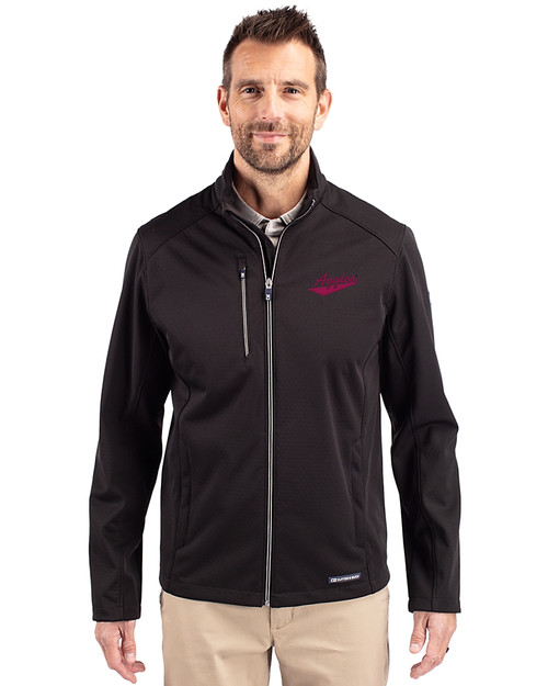 New Mexico State Aggies College Vault Cutter & Buck Evoke Softshell Recycled Full Zip Mens Jacket Black Front