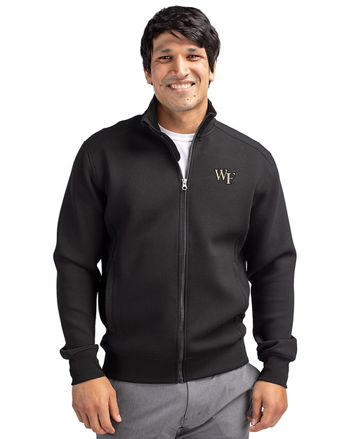 Wake Forest Demon Deacons Cutter & Buck Roam Epic Versatility Recycled Full Zip Mens Jacket Black Front