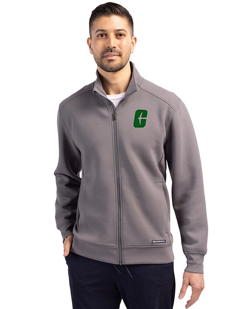 Charlotte 49ers Cutter & Buck Roam Epic Versatility Recycled Full Zip Mens Jacket Elemental Grey Front