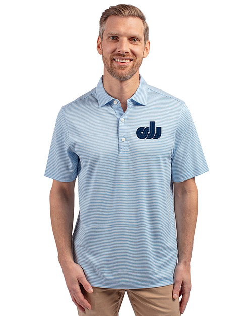 Old Dominion Monarchs College Vault Cutter & Buck Forge Eco Double Stripe Stretch Recycled Mens Polo Atlas/White Front