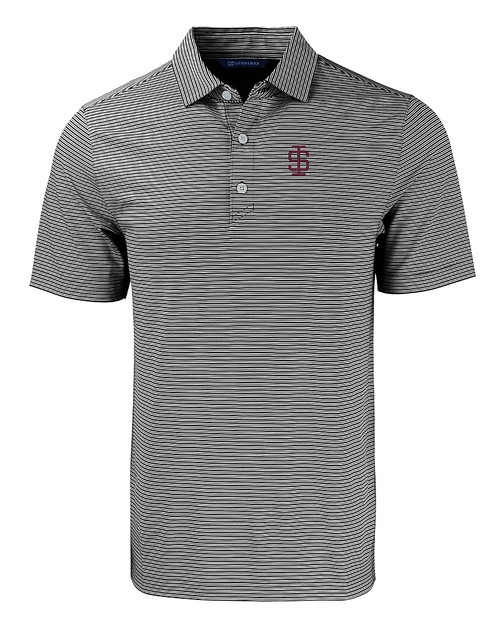 Southern Illinois Salukis College Vault Cutter & Buck Forge Eco Double Stripe Stretch Recycled Mens Polo BLWH_MANN_HG 