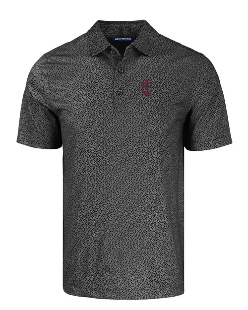 Southern Illinois Salukis College Vault Cutter & Buck Pike Eco Pebble Print Stretch Recycled Mens Polo BL_MANN_HG 