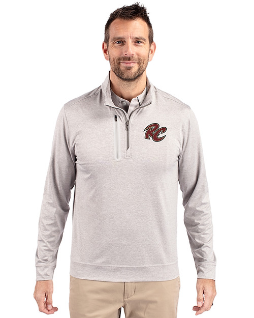 Sacramento River Cats Cutter & Buck Stealth Heathered Quarter Zip Mens Pullover Polished Medium Gray Front