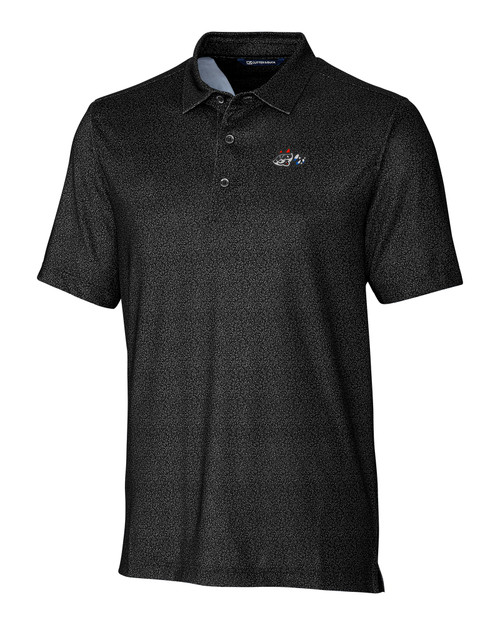 Rocket City Trash Pandas Cutter & Buck Pike Micro Floral Print Stretch Mens Polo BL_MANN_HG 1