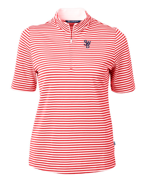 Scranton/Wilkes-Barre RailRiders Cutter & Buck Virtue Eco Pique Stripe Recycled Womens Top RD_MANN_HG 1