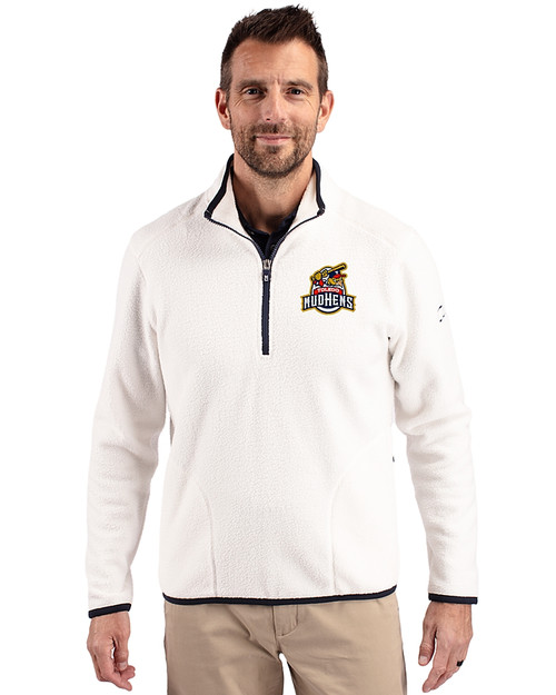 Toledo Mud Hens Cutter & Buck Cascade Eco Fleece Mens Quarter Zip Jacket Shell/Navy Blue Front