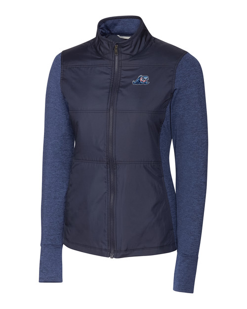 West Michigan Whitecaps Cutter & Buck Stealth Hybrid Quilted Womens Full Zip Windbreaker Jacket LYN_MANN_HG 1