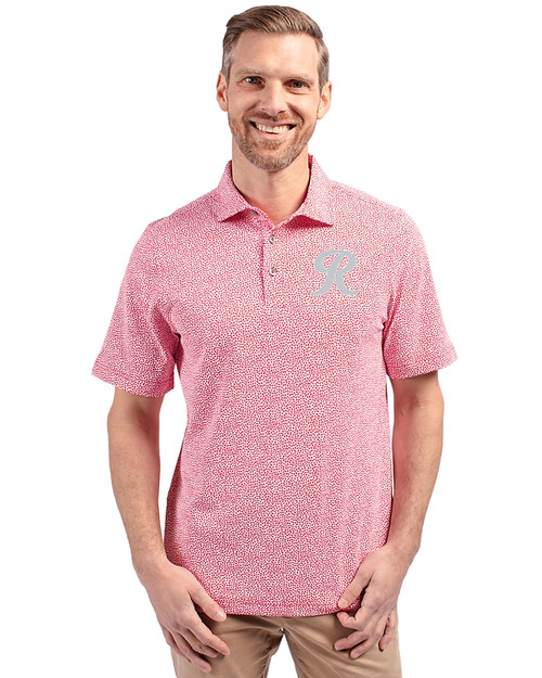 Tacoma Rainiers Cutter & Buck Virtue Eco Pique Botanical Print Recycled Mens Polo Red Front