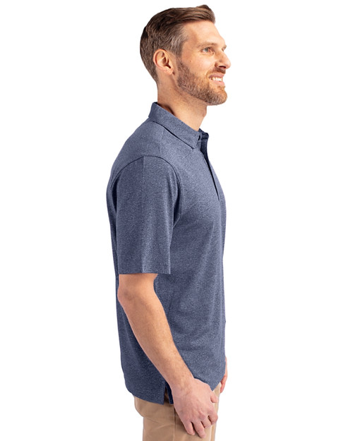 Kansas City Royals Stars & Stripes Cutter & Buck Forge Heathered Stretch Mens Polo Indigo Heather Side